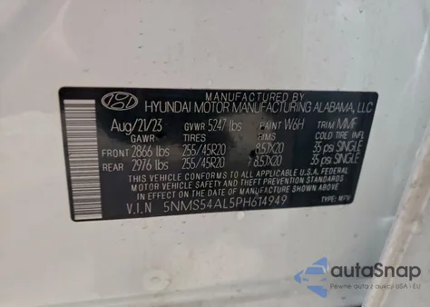 2023 Hyundai Santa Fe Calligraphy from USA, damaged, VIN 5NMS54AL5PH614949